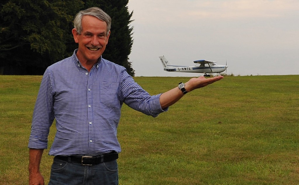 Malcolm demonstrates the first rule of successful strip flying: Always use the smallest practicable aeroplane available