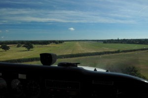 On short finals into Headcorn in beautiful conditions (if you ignore the wind!)